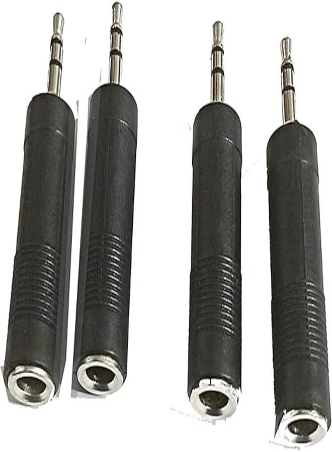 6.5mm Big Size to 3.5mm Stereo Headphone Jack Audio Adapter, Pack of 4